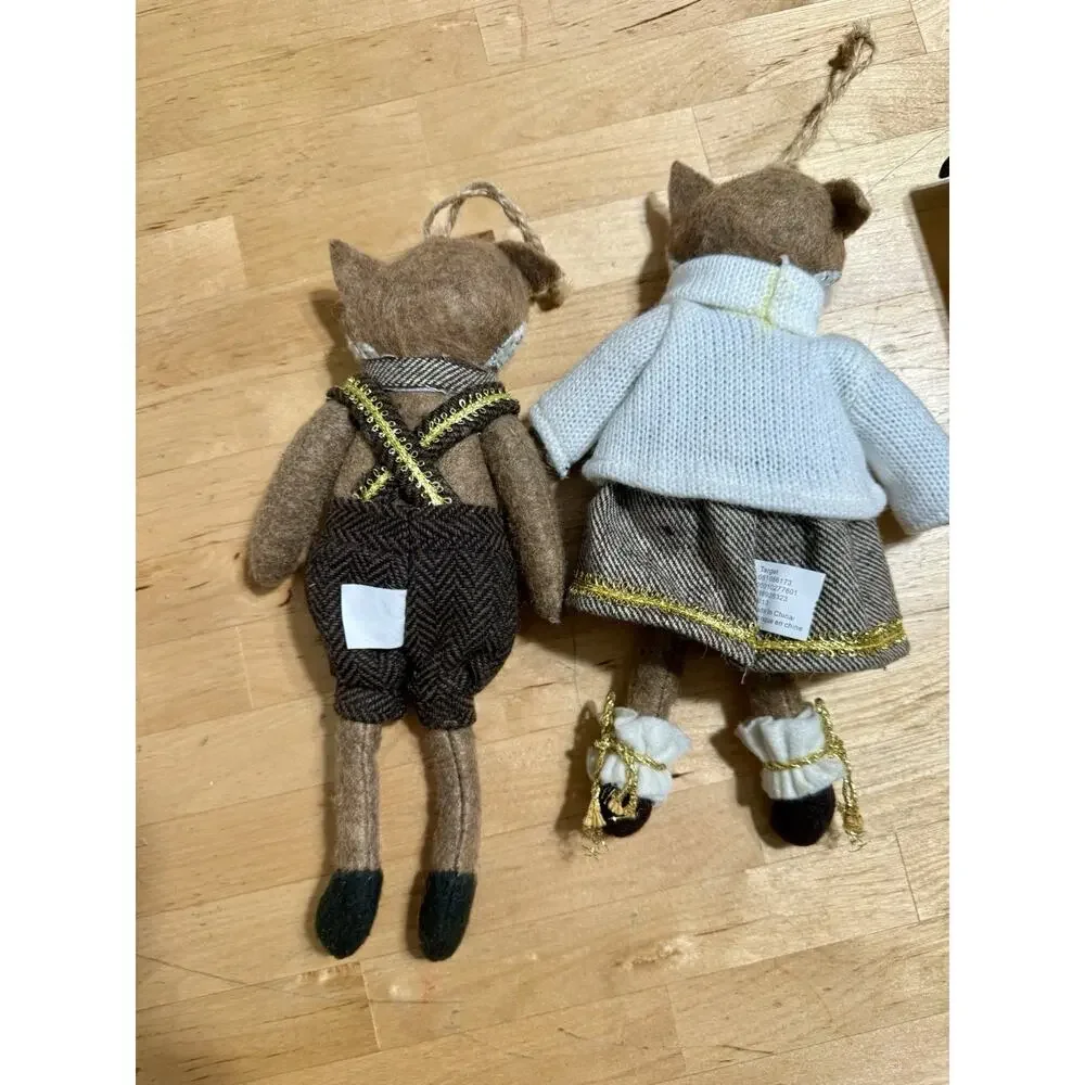 Target 2013 Mrs & Mr Fox Plush Dressed Animals 10”Christmas Ornaments